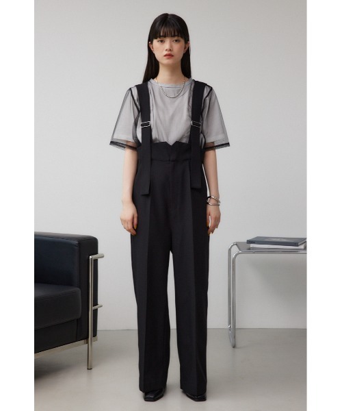 AZUL by moussy（アズールバイマウジー）の「リネンライクワイドハイウエストサロペット（つなぎ/オールインワン・レディース・アイボリー/ブラック・SMALL/MEDIUM）」の11枚目の写真