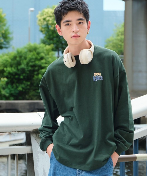 WEGO（ウィゴー）の「WEGO/サークルロゴBIG T（Tシャツ/カットソー・メンズ・ライトグレー/ホワイト/ダークグリーン/ブルー・LARGE/MEDIUM）」の14枚目の写真
