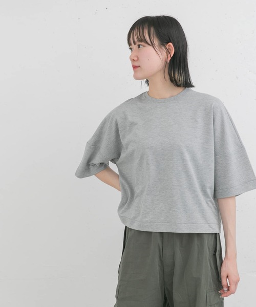 EKAL(エカル)の「コクーンシルエットTシャツ(Tシャツ/カットソー・レディース・オフホワイト/グレー・ONE)」の1枚目の写真