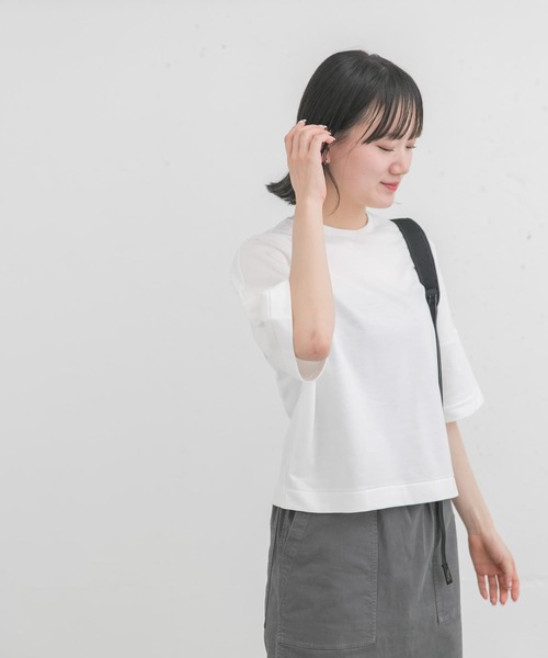 EKAL(エカル)の「コクーンシルエットTシャツ(Tシャツ/カットソー・レディース・オフホワイト/グレー・ONE)」の2枚目の写真