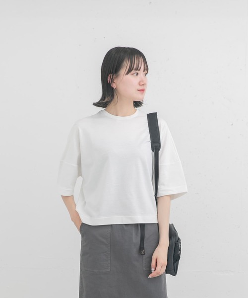 EKAL(エカル)の「コクーンシルエットTシャツ(Tシャツ/カットソー・レディース・オフホワイト/グレー・ONE)」の5枚目の写真