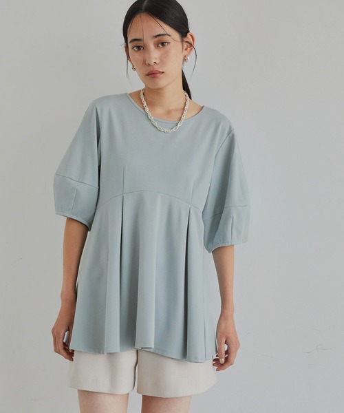 VIS（ビス）の「後ろファスナーチュニックブラウスカットソー（Tシャツ/カットソー・レディース・ブラック/オフホワイト/サックスブルー・FREE）」の8枚目の写真