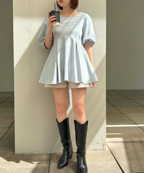 VIS（ビス）の「後ろファスナーチュニックブラウスカットソー（Tシャツ/カットソー・レディース・ブラック/オフホワイト/サックスブルー・FREE）」の22枚目の写真