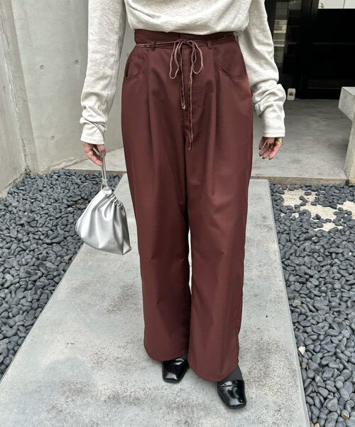 mystic（ミスティック）の「リボンスラックス（その他パンツ・レディース・チャコールグレー/ベージュ/アイボリー/ボルドー・1/2/0）」の4枚目の写真