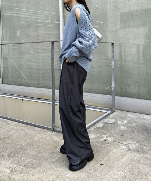 mystic（ミスティック）の「リボンスラックス（その他パンツ・レディース・チャコールグレー/ベージュ/アイボリー/ボルドー・1/2/0）」の10枚目の写真