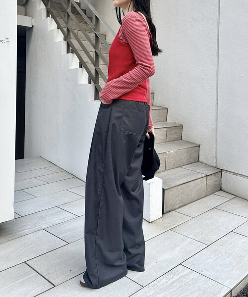 mystic（ミスティック）の「リボンスラックス（その他パンツ・レディース・チャコールグレー/ベージュ/アイボリー/ボルドー・1/2/0）」の15枚目の写真