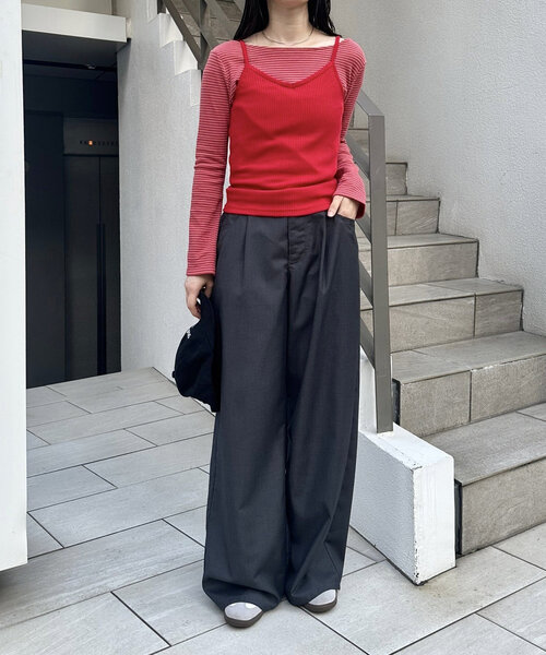 mystic（ミスティック）の「リボンスラックス（その他パンツ・レディース・チャコールグレー/ベージュ/アイボリー/ボルドー・1/2/0）」の16枚目の写真