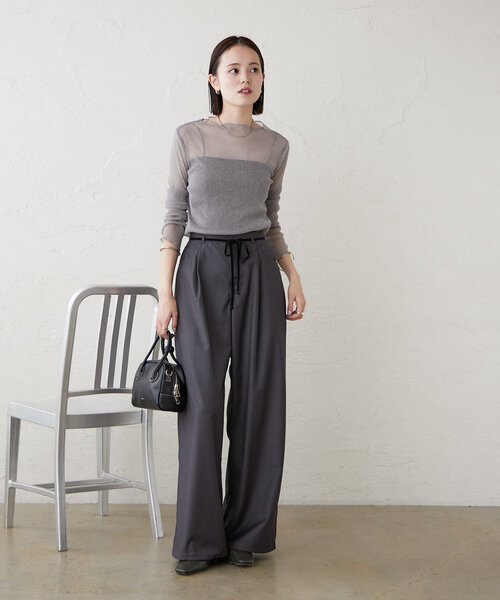 mystic（ミスティック）の「リボンスラックス（その他パンツ・レディース・チャコールグレー/ベージュ/アイボリー/ボルドー・1/2/0）」の21枚目の写真