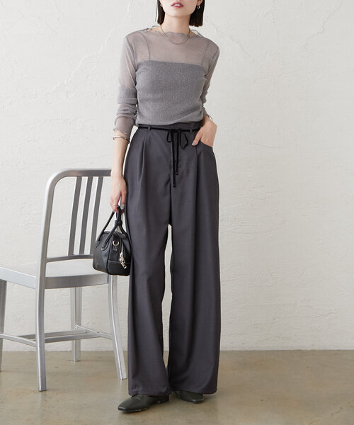 mystic（ミスティック）の「リボンスラックス（その他パンツ・レディース・チャコールグレー/ベージュ/アイボリー/ボルドー・1/2/0）」の22枚目の写真