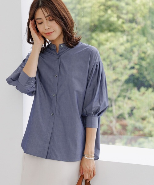 Elura（エルーラ）の「アイロンいらず袖コンブラウス/133661（シャツ/ブラウス・レディース・ブラック系その他/ホワイト/ブルー・FREE）」の3枚目の写真