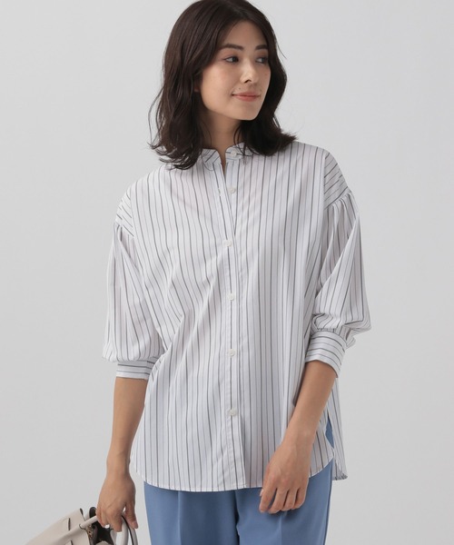 Elura（エルーラ）の「アイロンいらず袖コンブラウス/133661（シャツ/ブラウス・レディース・ブラック系その他/ホワイト/ブルー・FREE）」の10枚目の写真