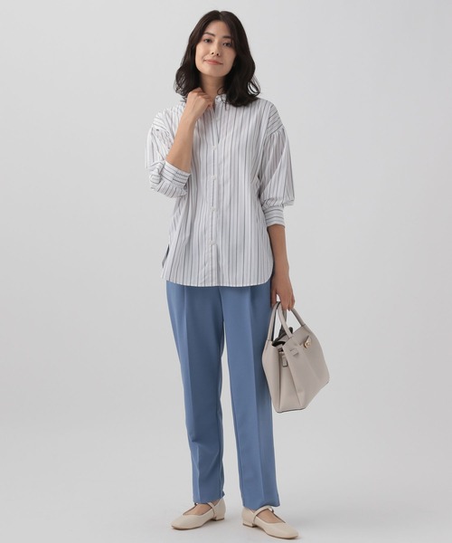 Elura（エルーラ）の「アイロンいらず袖コンブラウス/133661（シャツ/ブラウス・レディース・ブラック系その他/ホワイト/ブルー・FREE）」の11枚目の写真