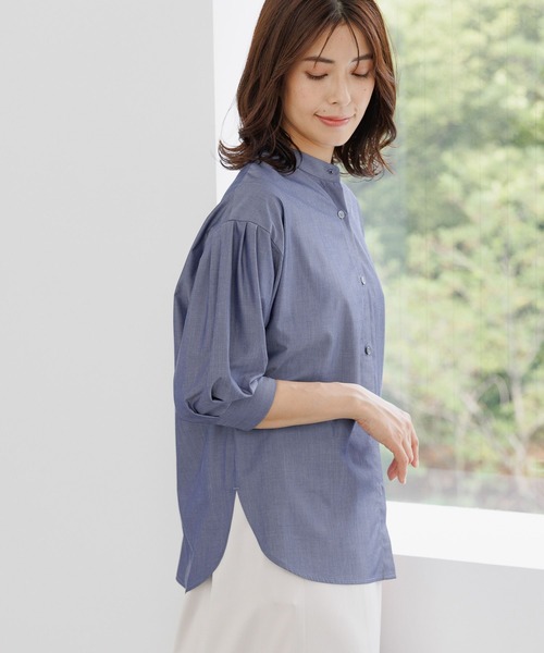 Elura（エルーラ）の「アイロンいらず袖コンブラウス/133661（シャツ/ブラウス・レディース・ブラック系その他/ホワイト/ブルー・FREE）」の12枚目の写真