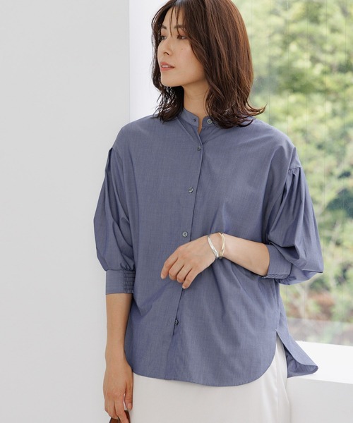 Elura（エルーラ）の「アイロンいらず袖コンブラウス/133661（シャツ/ブラウス・レディース・ブラック系その他/ホワイト/ブルー・FREE）」の13枚目の写真