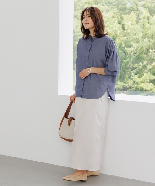 Elura（エルーラ）の「アイロンいらず袖コンブラウス/133661（シャツ/ブラウス・レディース・ブラック系その他/ホワイト/ブルー・FREE）」の15枚目の写真