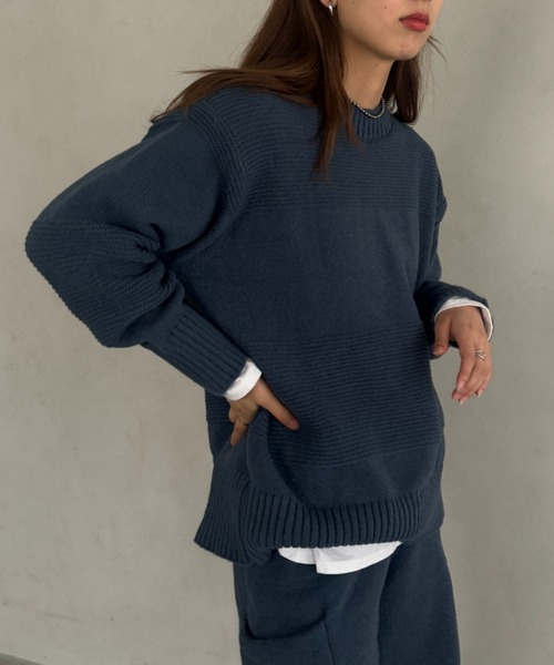 セール】クルーネックニット&ニットショートパンツ セットアップ