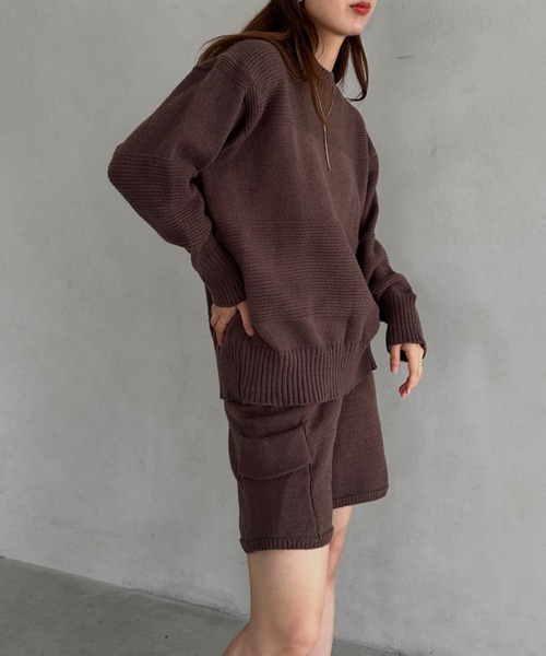 MYMOOD.(マイムード)の「クルーネックニット&ニットショートパンツ セットアップ(セットアップ・レディース・アイボリー/ブラウン/ブルー・FREE)」の15枚目の写真