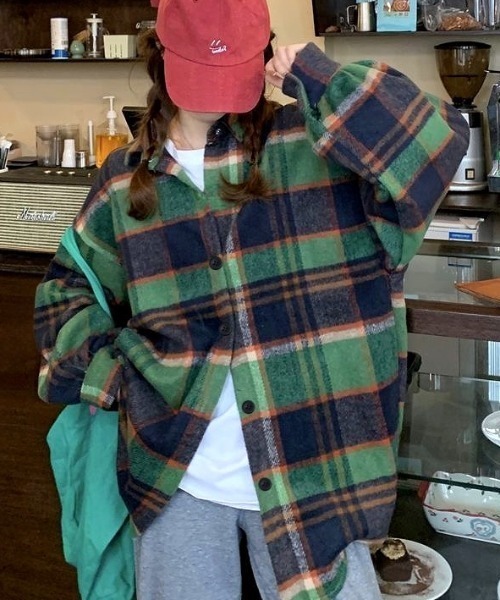 セール】ソフトタッチボリュームスリーブ起毛チェックシャツ（シャツ