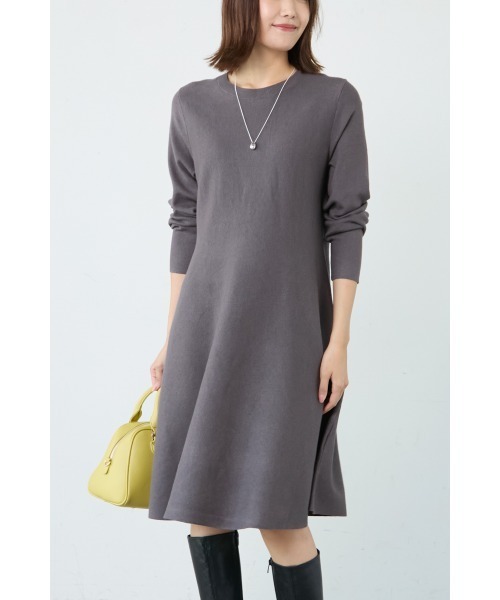 M.deux（エムドゥ）の「●フレアニットワンピース●（ワンピース・レディース・グレー/ブラック/チャコールグレー・MEDIUM）」の3枚目の写真