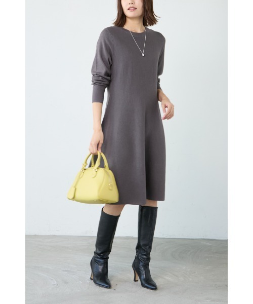 M.deux（エムドゥ）の「●フレアニットワンピース●（ワンピース・レディース・グレー/ブラック/チャコールグレー・MEDIUM）」の4枚目の写真