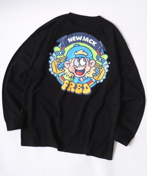 NEW JACK(ニュージャック)の「NEWJACK(ニュージャック)イラストグラフィックバックプリント長袖ロンT メンズ レディース ユニセックス(Tシャツ/カットソー・メンズ・ブラック/ホワイト/オレンジ・M/L)」の9枚目の写真