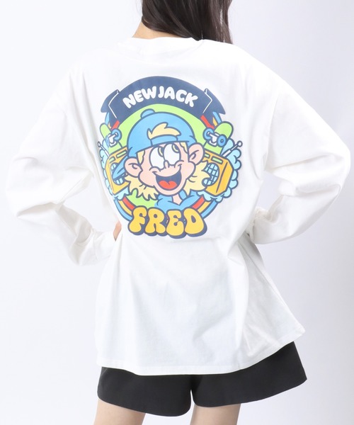 NEW JACK(ニュージャック)の「NEWJACK(ニュージャック)イラストグラフィックバックプリント長袖ロンT メンズ レディース ユニセックス(Tシャツ/カットソー・メンズ・ブラック/ホワイト/オレンジ・M/L)」の22枚目の写真