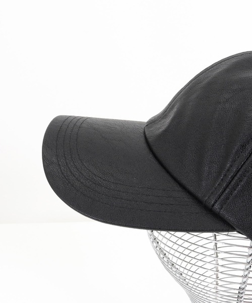 mko12301-Washable Synthetic Leather Cap キャップ（キャップ