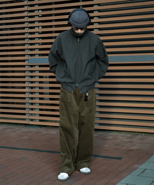 bleme ダブルジップ メルトンハリントンジャケット チンストラップ付き ダブルジップ メルトンハリントンジャケット チンストラップ付き