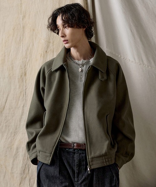 ダブルジップ メルトンハリントンジャケット チンストラップ付き