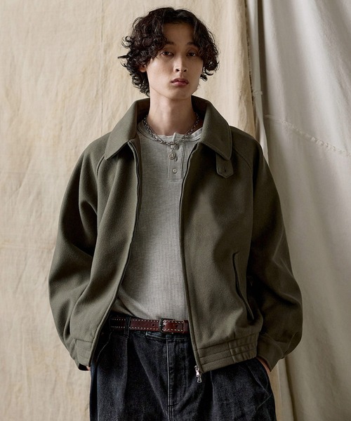 ダブルジップ メルトンハリントンジャケット チンストラップ付き
