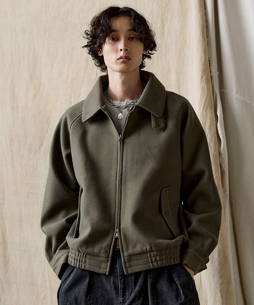 ダブルジップ メルトンハリントンジャケット チンストラップ付き