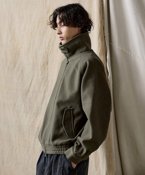 ダブルジップ メルトンハリントンジャケット チンストラップ付き