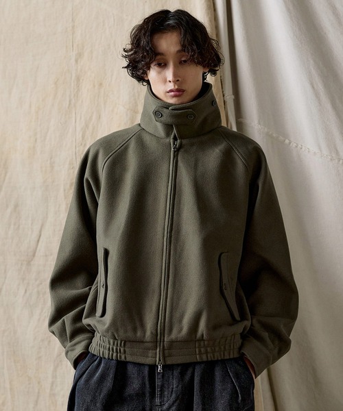 ダブルジップ メルトンハリントンジャケット チンストラップ付き