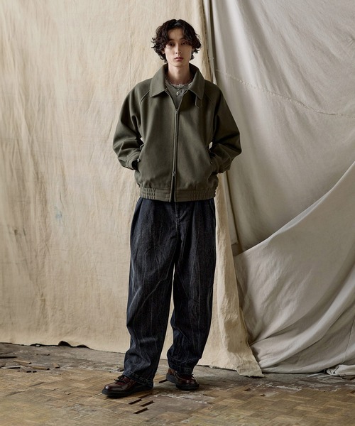 ダブルジップ メルトンハリントンジャケット チンストラップ付き