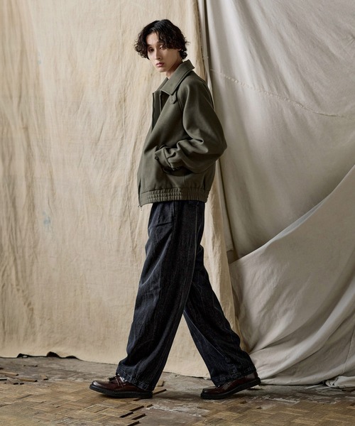 ダブルジップ メルトンハリントンジャケット チンストラップ付き