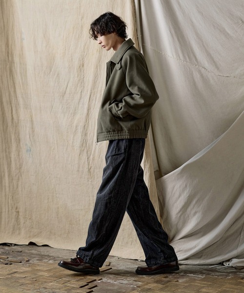 ダブルジップ メルトンハリントンジャケット チンストラップ付き