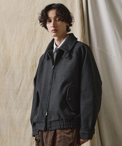 ダブルジップ メルトンハリントンジャケット チンストラップ付き
