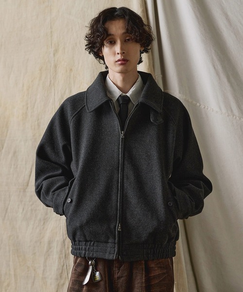 ダブルジップ メルトンハリントンジャケット チンストラップ付き