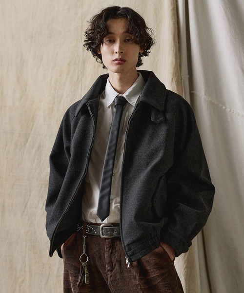 ダブルジップ メルトンハリントンジャケット チンストラップ付き