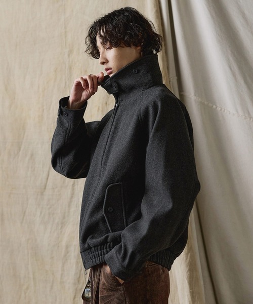 ダブルジップ メルトンハリントンジャケット チンストラップ付き