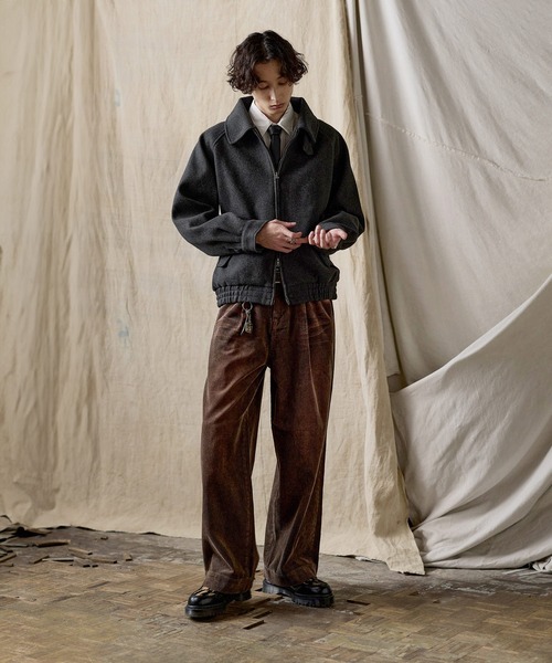 Bleme ダブルジップメルトンハリントンジャケット ダブルジップ メルトンハリントンジャケット チンストラップ付き