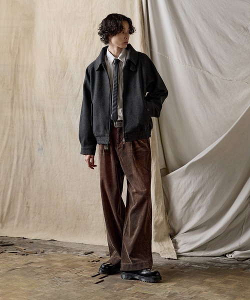 ダブルジップ メルトンハリントンジャケット チンストラップ付き