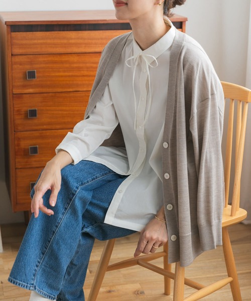 URBAN RESEARCH DOORS（アーバンリサーチドアーズ）の「『UR TECH』リボン付シャツ（シャツ/ブラウス・レディース・オフホワイト/チェック・MEDIUM）」の6枚目の写真