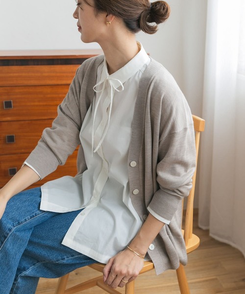 URBAN RESEARCH DOORS（アーバンリサーチドアーズ）の「『UR TECH』リボン付シャツ（シャツ/ブラウス・レディース・オフホワイト/チェック・MEDIUM）」の7枚目の写真