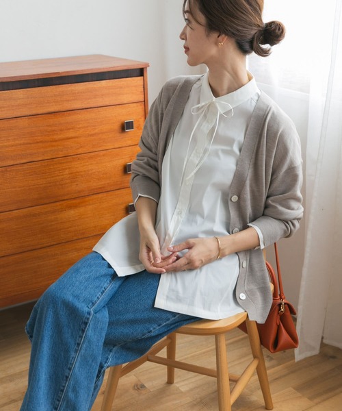 URBAN RESEARCH DOORS（アーバンリサーチドアーズ）の「『UR TECH』リボン付シャツ（シャツ/ブラウス・レディース・オフホワイト/チェック・MEDIUM）」の8枚目の写真