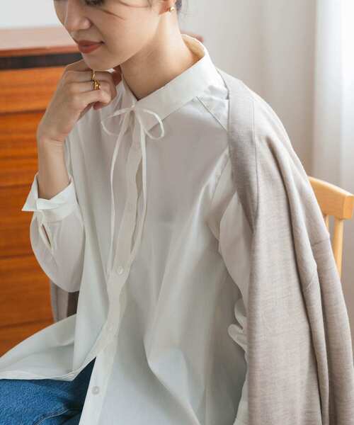 URBAN RESEARCH DOORS（アーバンリサーチドアーズ）の「『UR TECH』リボン付シャツ（シャツ/ブラウス・レディース・オフホワイト/チェック・MEDIUM）」の10枚目の写真