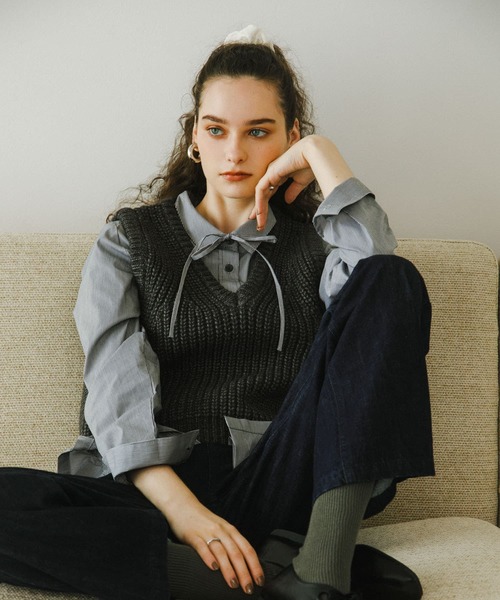 URBAN RESEARCH DOORS（アーバンリサーチドアーズ）の「『UR TECH』リボン付シャツ（シャツ/ブラウス・レディース・オフホワイト/チェック・MEDIUM）」の19枚目の写真