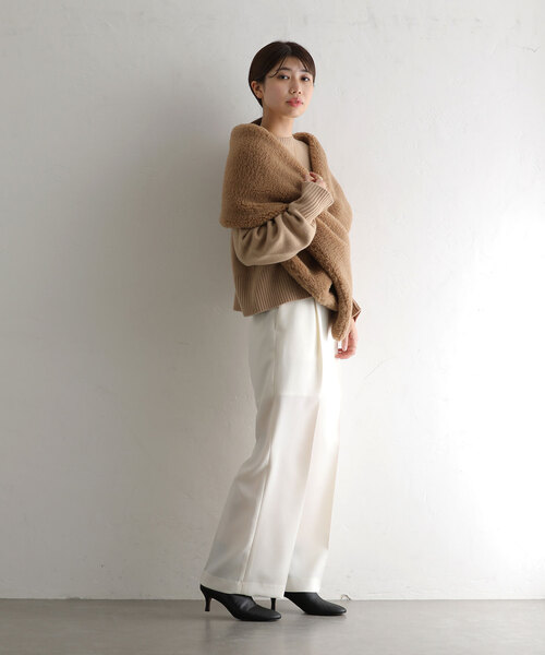 La TOTALITE（ラトータリテ）の「ボアストール（ストール/ショール・レディース・ネイビー/ホワイト/キャメル・FREE）」の12枚目の写真