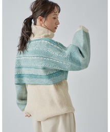 Kelen（ケレン）の「「KELEN / ケレン」 ランダムパターンレイアードニットトップス WIYO（Tシャツ/カットソー）」