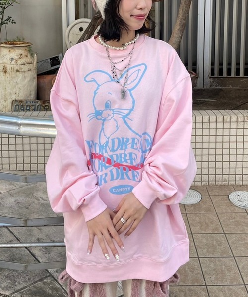 Candy Stripper(キャンディストリッパー)の「CANDYS BUNNY SWEAT ワンピース(スウェット・レディース・ブラック/ヘザーグレー/ピンク/オフホワイト・2)」の4枚目の写真